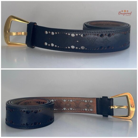 Authentic Louis Vuitton Black Ceinture Phoenix Gold Buckle Belt 85/34 main image 13